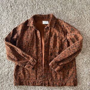 Universal Thread Brown Leopard Print Jean Jacket